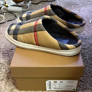 Burberry womans Checkered Slip-On Loafers - Beige, Red, and Black